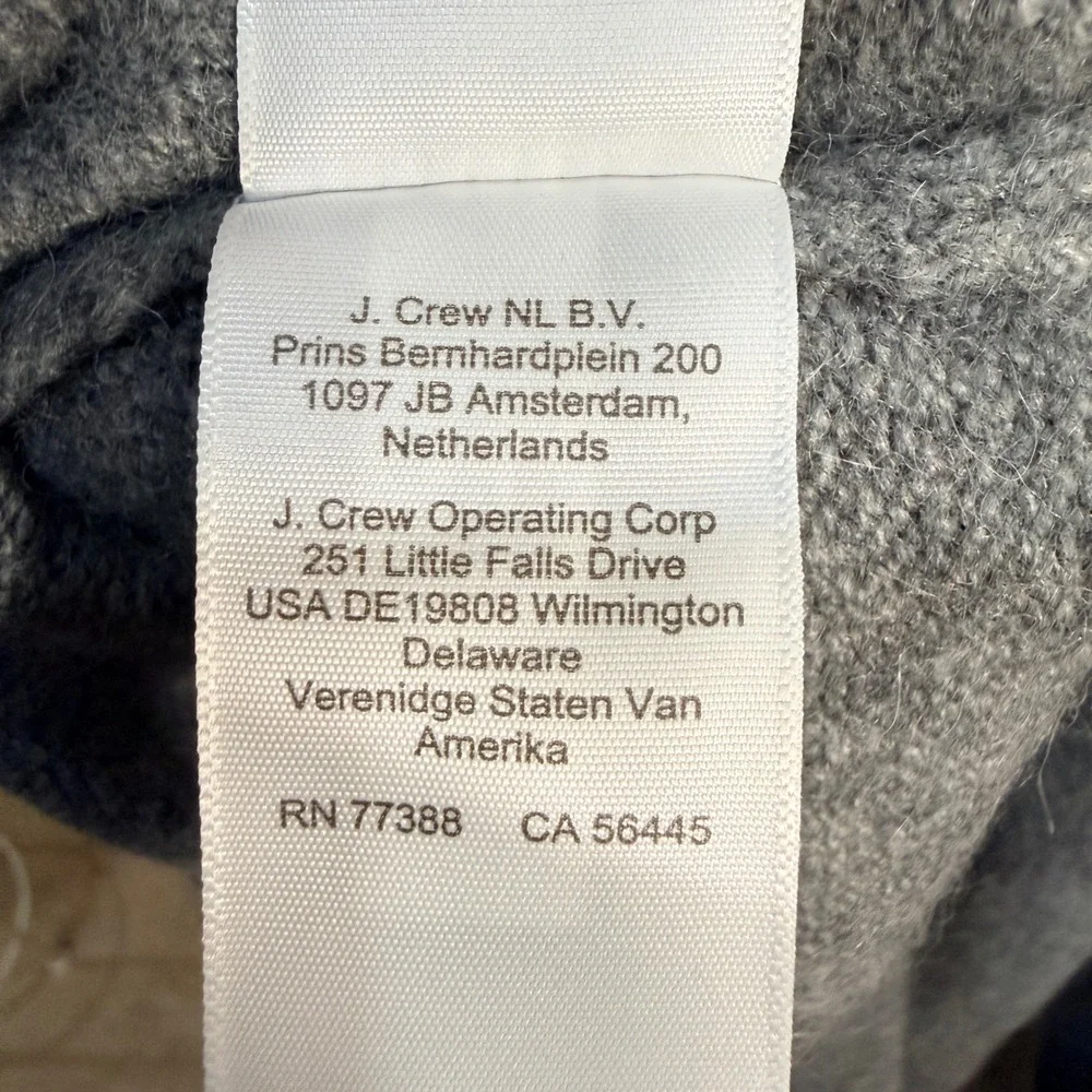 J Crew Grey V Neck Cropped Sweater Women Ribbed Trim‎ Knit Cozy Casual Sz Large